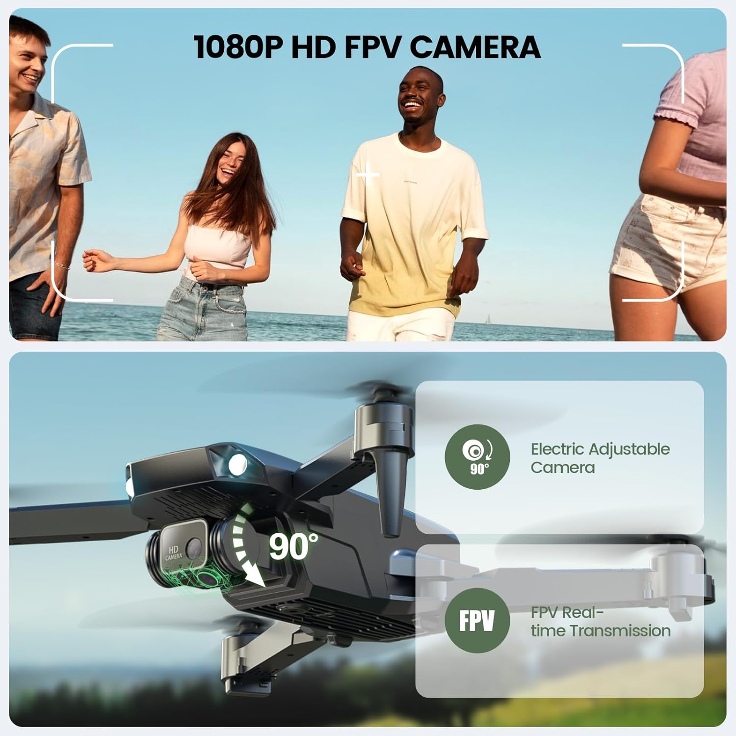 Holy Stone HS290 Foldable Drone with 1080P HD FPV Camera for Adults and Kids,RC Quadcopter with Optical Flow,Voice & Gesture Control,APP Control,Tap Fly,3 Speed Modes,2 Modular Batteries,Toys Gifts for Boys and Girls