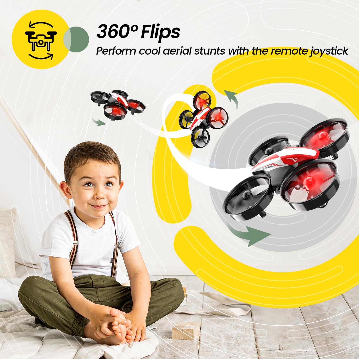 Holy Stone Mini Drone for Kids and Beginners RC Nano Quadcopter Indoor Small Helicopter Plane with Auto Hovering, 3D Flip, Headless Mode and 3 Batteries, Great Gift Toy for Boys and Girls, Blue