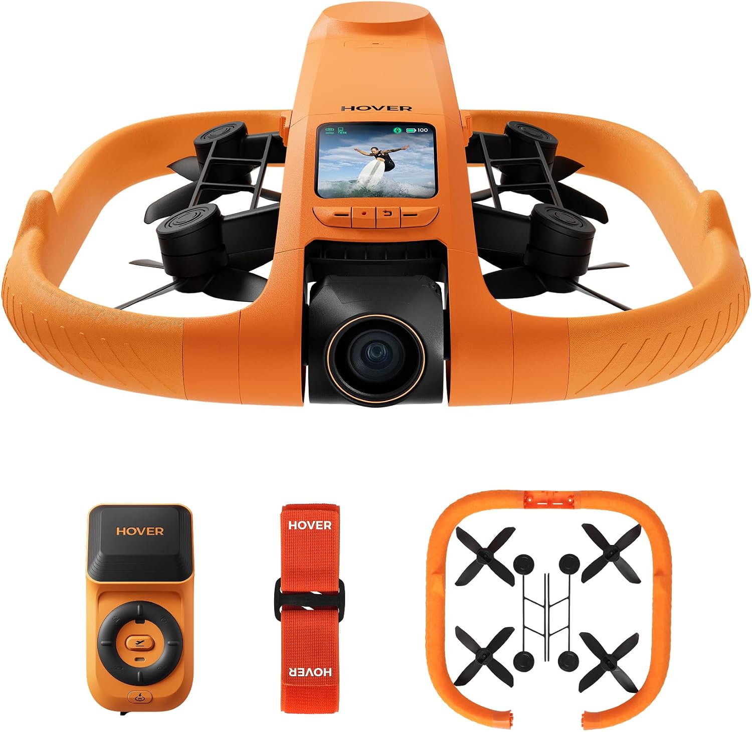 HOVERAir AQUA Flying Camera, IP67 Waterproof Follow Me Drone with Camera for Water Sports with 34mph, 10+ Flight Modes, 4K 100 fps Slow Motion, HDR Video, SmoothCapture 3.0 (Standard Combo)