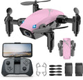 Mini Drone with 1080P Camera, RC Quadcopter for Kids 8-14, Foldable Pocket Drone with Voice Control, Altitude Hold (Pink)
