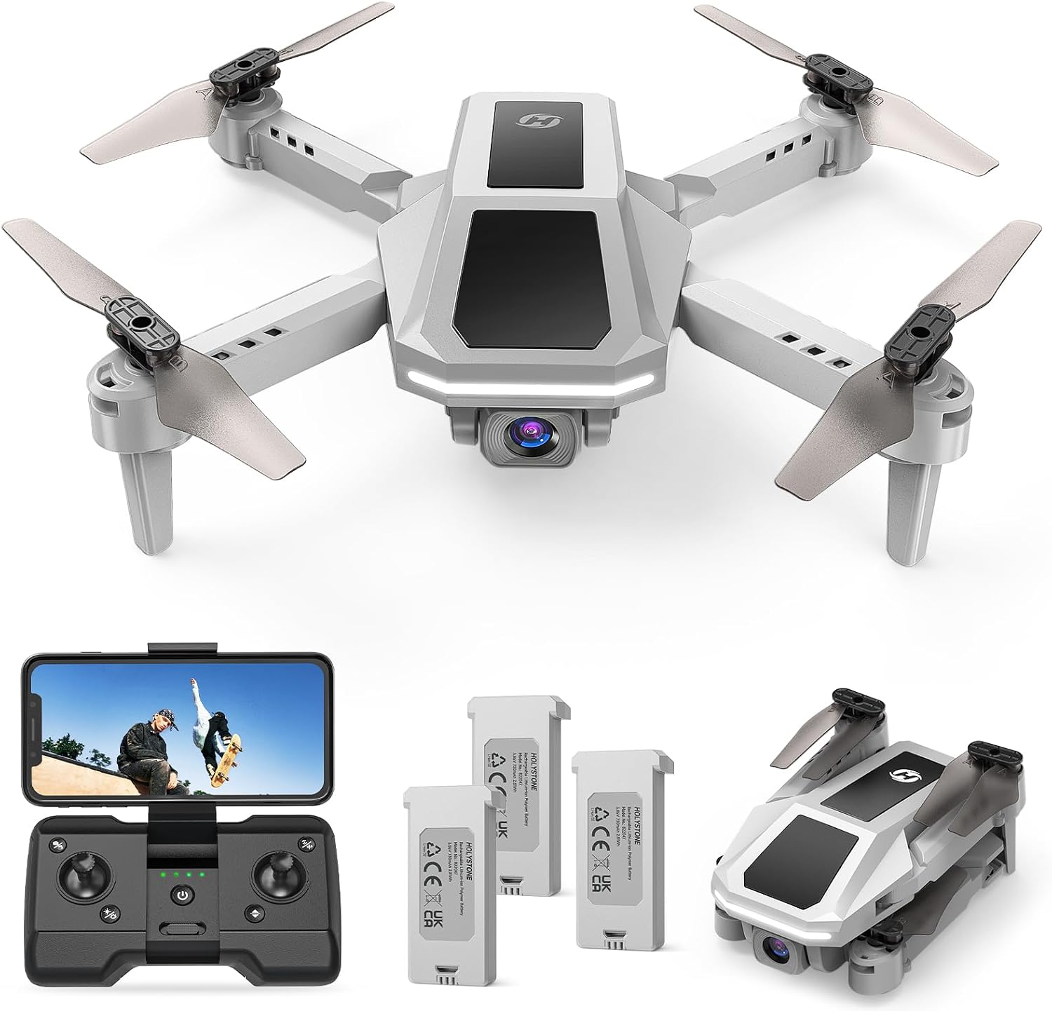Holy Stone Mini Drone with Camera 1080P HD - RC Quadcopter for Kids Adults Beginner, 3 Modular Batteries, Easy to Fly, Voice Control, 3D Flips, Remote Control Toys Gifts