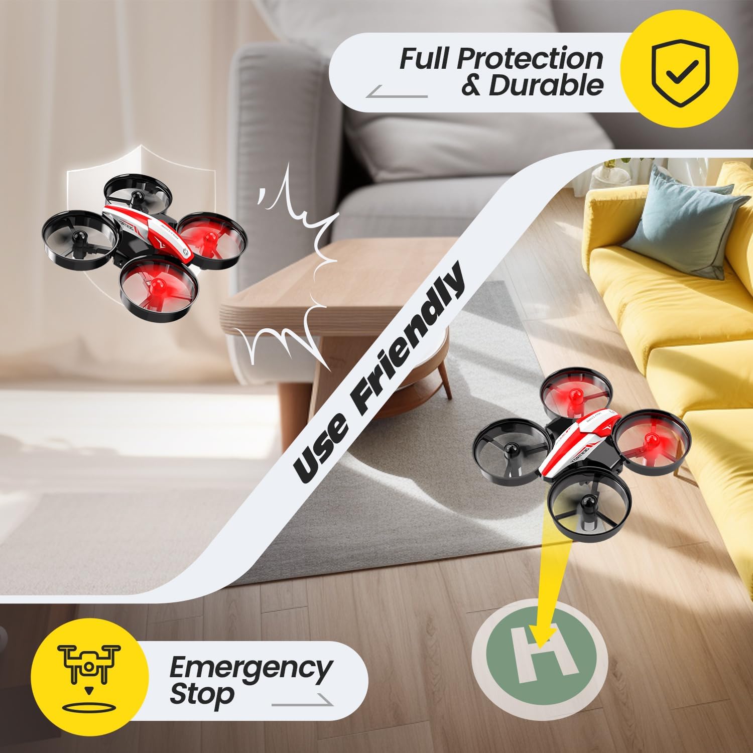 Holy Stone Mini Drone for Kids and Beginners RC Nano Quadcopter Indoor Small Helicopter Plane with Auto Hovering, 3D Flip, Headless Mode and 3 Batteries, Great Gift Toy for Boys and Girls, Blue