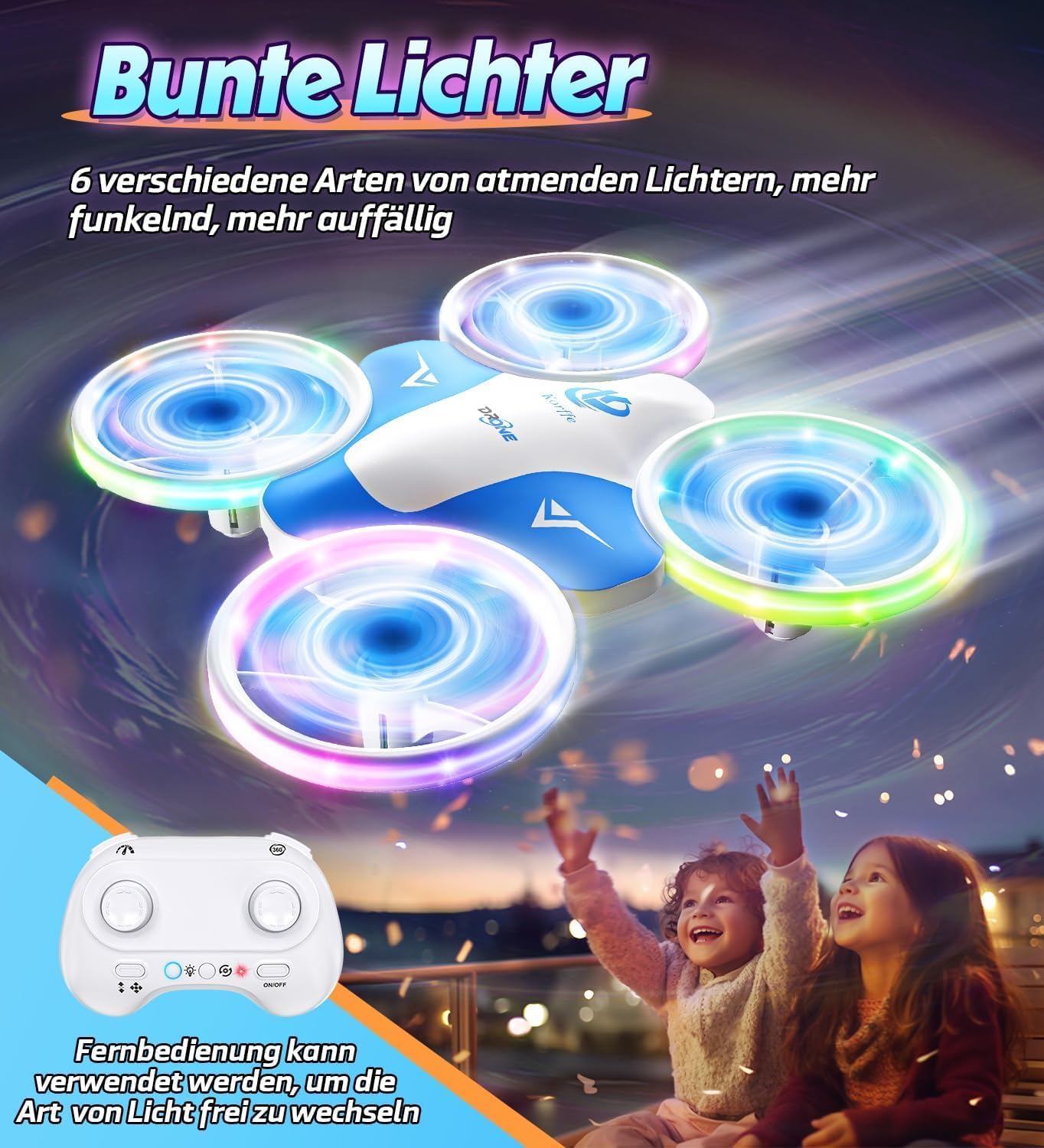 Korffe mini drone for kids toys from 6 7 8 9 10+ years boys,RC airplane toy drone for kids and beginners with LED lights indoor & outdoor gifts for boys and girls