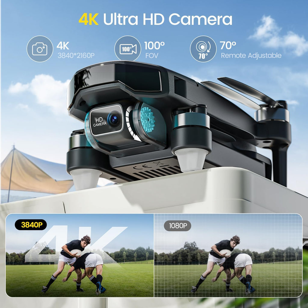 Holy Stone GPS Drone with 4K Camera for Beginners, HS460 Foldable Drones with 52 Mins Long Flight Time, Brushless Motor, Follow Me, Auto Return, 5G FPV Transmission, Under 249g Easy for Adults