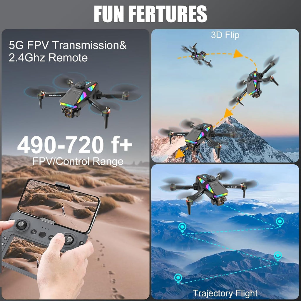 OBEST Drone With Camera 1080P Remote Control with 4.5 Inch Screen,Brushless Motor,90° ESC Camera,Automatic Obstacle Avoidance,20 * 2 Minutes Flight Time Suitable for Kids and Adults,209G