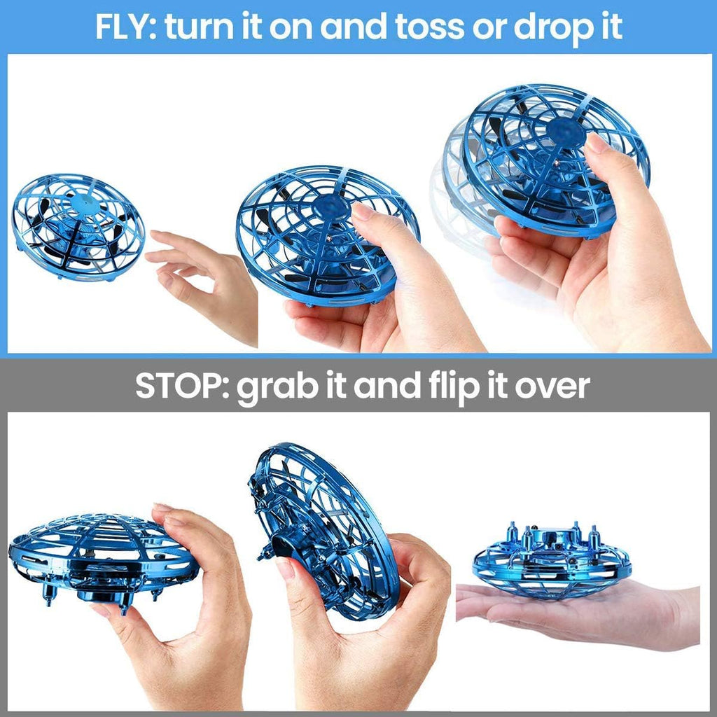 ZeroPlusOne® Hand Operated Drones for Kids or Adults - Air Magic Scoot Hands Free Mini Drone Helicopter, Easy Indoor UFO Flying Ball Drone Toys for Boys or Girls (RED)
