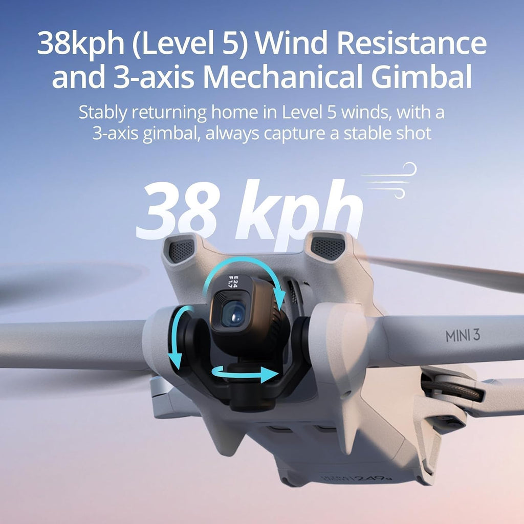 DJI Mini 3 (DJI RC) - Lightweight and Foldable Mini Camera Drone with 4K HDR Video, 38-min Flight Time, True Vertical Shooting, and Intelligent Features