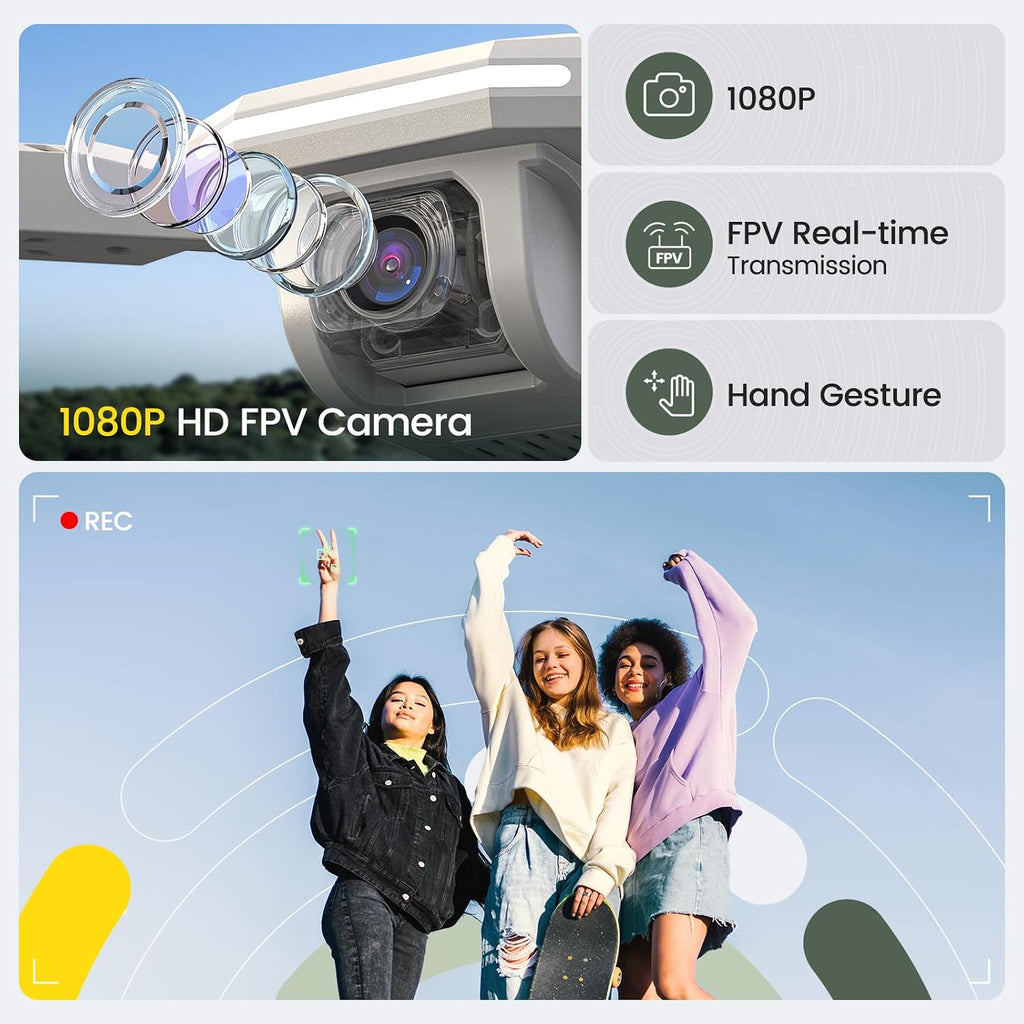 Holy Stone Mini Drone with Camera 1080P HD - RC Quadcopter for Kids Adults Beginner, 3 Modular Batteries, Easy to Fly, Voice Control, 3D Flips, Remote Control Toys Gifts