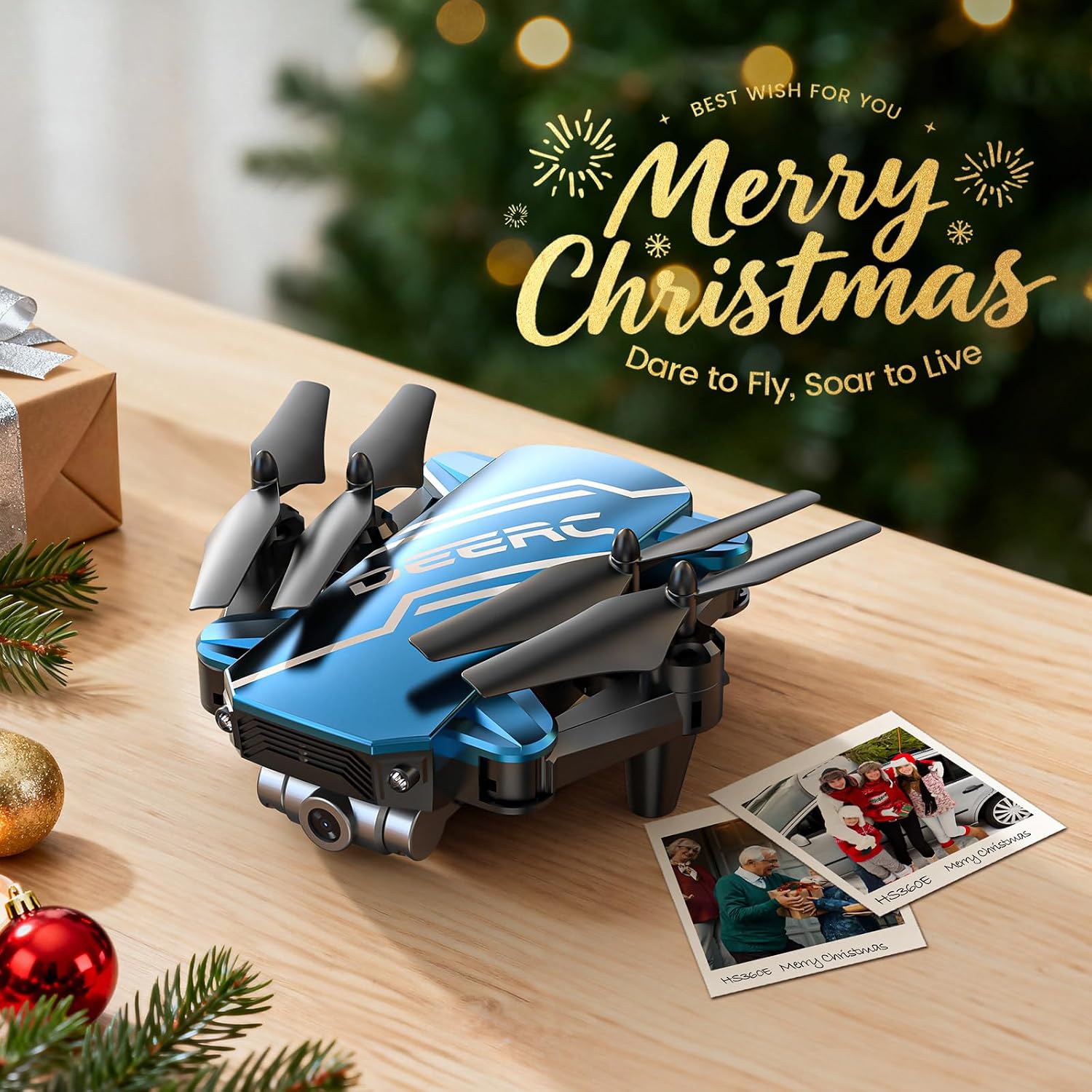 DEERC D20 Mini Drone with Camera for Kids, Remote Control Toys Gifts for Boys Girls with Voice Control, Gestures Selfie, Altitude Hold, Gravity Control, One Key Start, 3D Flips 2 Batteries, Blue