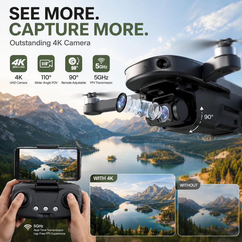 Holy Stone GPS Drone with 4K Camera for Adults - HS175D RC Quadcopter with Auto Return, Follow Me, Brushless Motor, Circle Fly, Waypoint Fly, Altitude Hold, Headless Mode, 46 Mins Long Flight