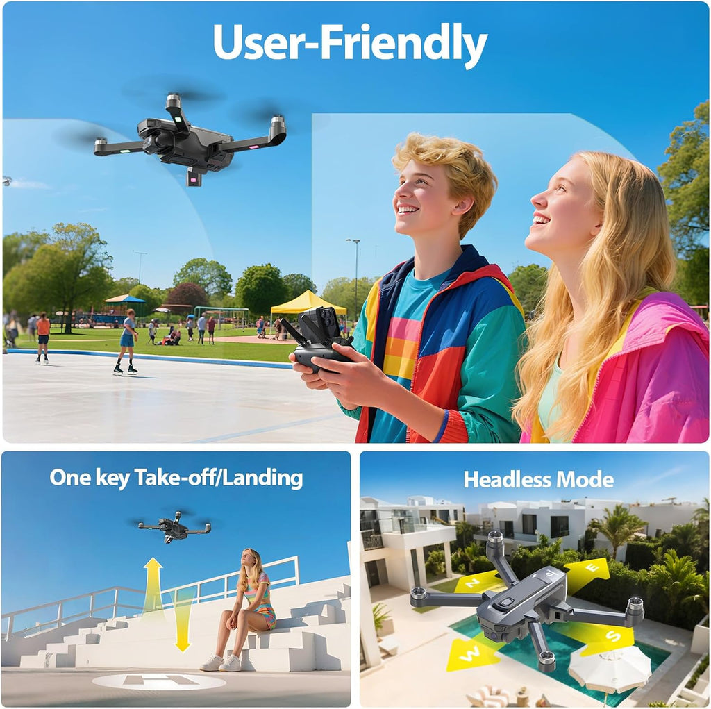 DEERC Drone with 1080P Camera for Adults with 5G Transmission, Foldable RC Quadcopter Small Drone Toys, Brushless Motor, Altitude Hold, 3D Flips, 2 Batteries