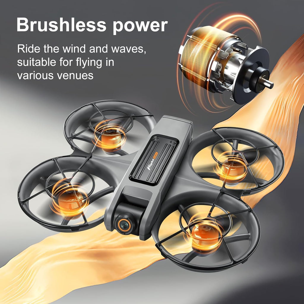 Drone with LCD Screen Remote, Brushless Motor Drone with Dual Cameras (Electric Angle Adjustment), Optical Flow Positioning, 6CH Gyro, WIFI FPV, True 12-15min Flight (1800mAh), 3 Speeds, Headless Mode, LED Lights, USB Rechargeable