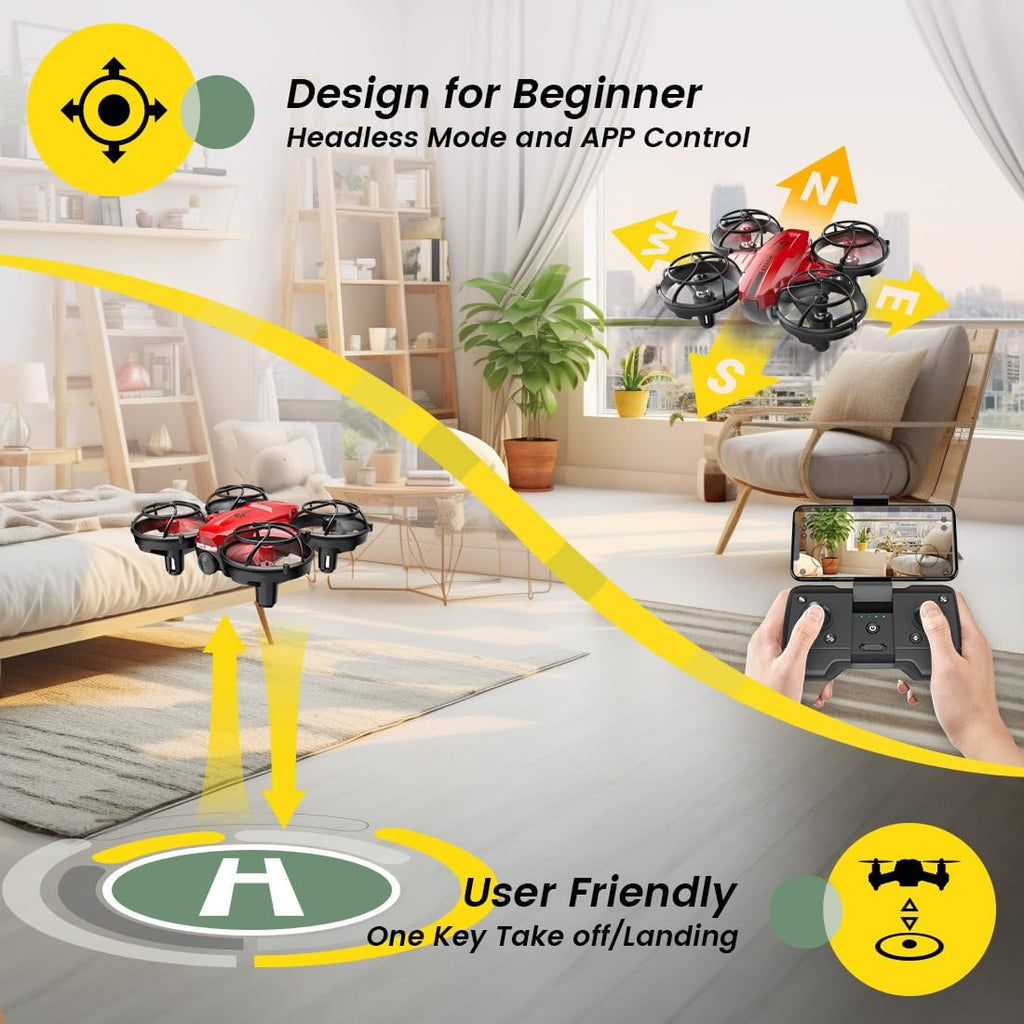 Holy Stone HS420 Mini Drone with HD FPV Camera for Kids Adults Beginners, Pocket RC Quadcopter with 2 Batteries, Toss to Launch, Gesture Selfie, Altitude Hold, Circle Fly, High Speed Rotation