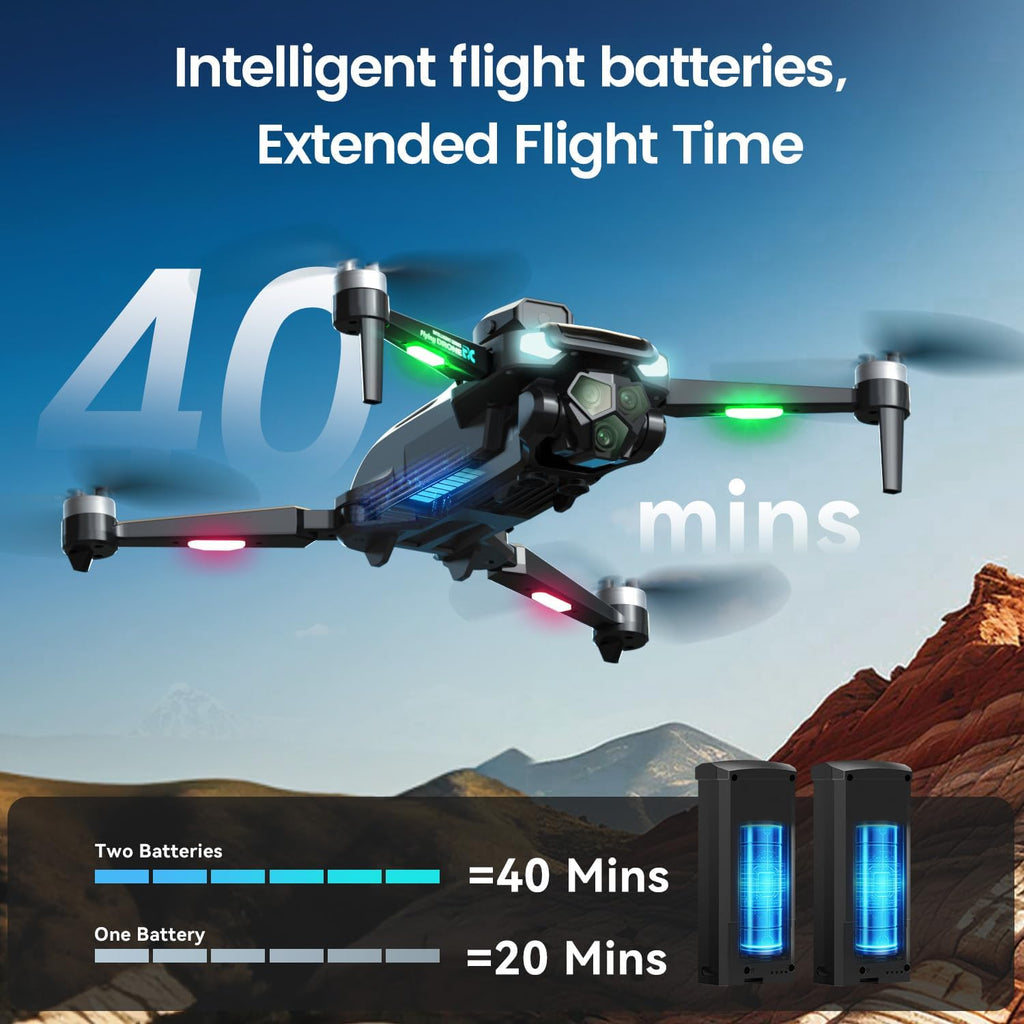 M66 Drone with Camera, 4.3″ Foldable HD Screen Controller, 1080P Camera Drone for Beginners with Obstacle Avoidance, Optical Flow, Brushless Motor, Up to 40-Min Flight Time, Easy to Fly