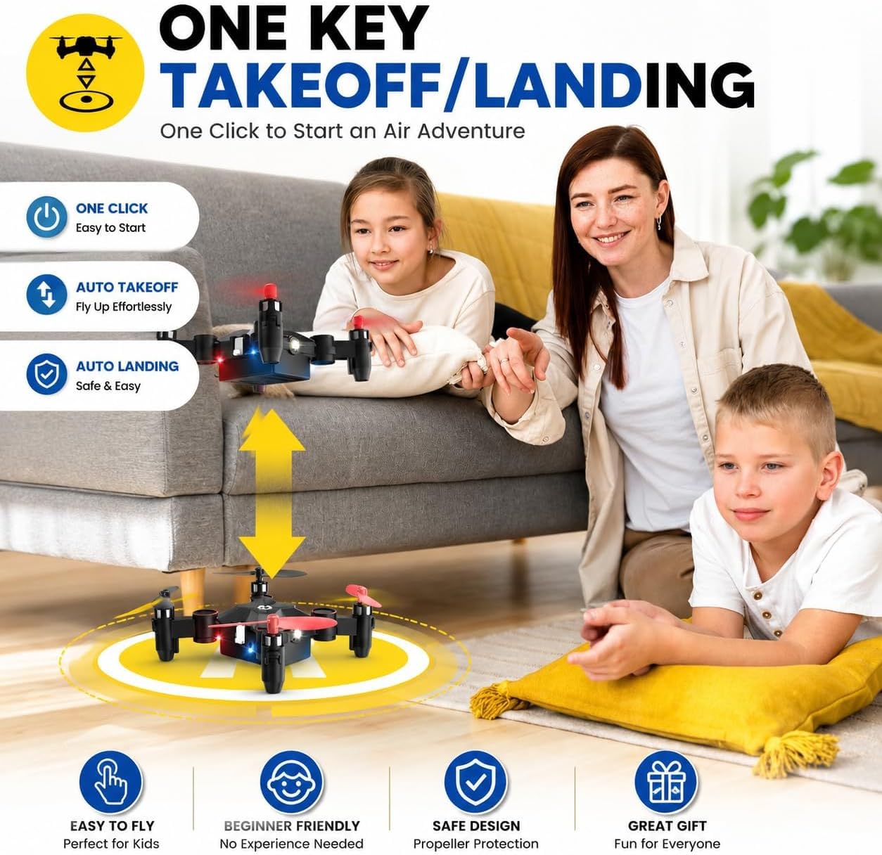 Holy Stone Mini Drone for Kids HS190 Portable Pocket Quadcopter with Altitude Hold 3D Flips, Headless Mode and 3 Speed Modes, Easy to Fly for Beginners,Blue