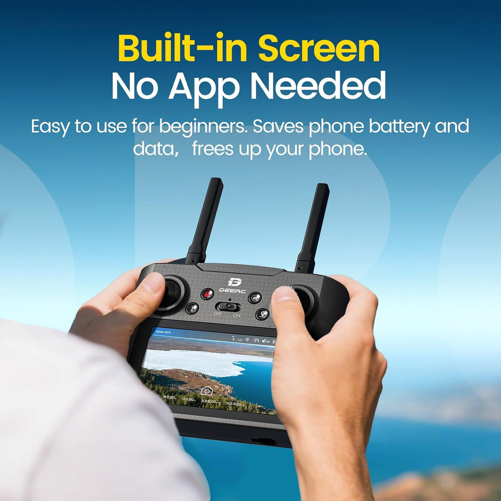 DEERC D35Pro Drone with Camera 4K Professional for Adults, RC Quadcopter with HD Screen on Controller, Brushless Motor, Follow Me, 5G Transmission, Auto Return, GPS Drone with SD Card, 40Mins Flight
