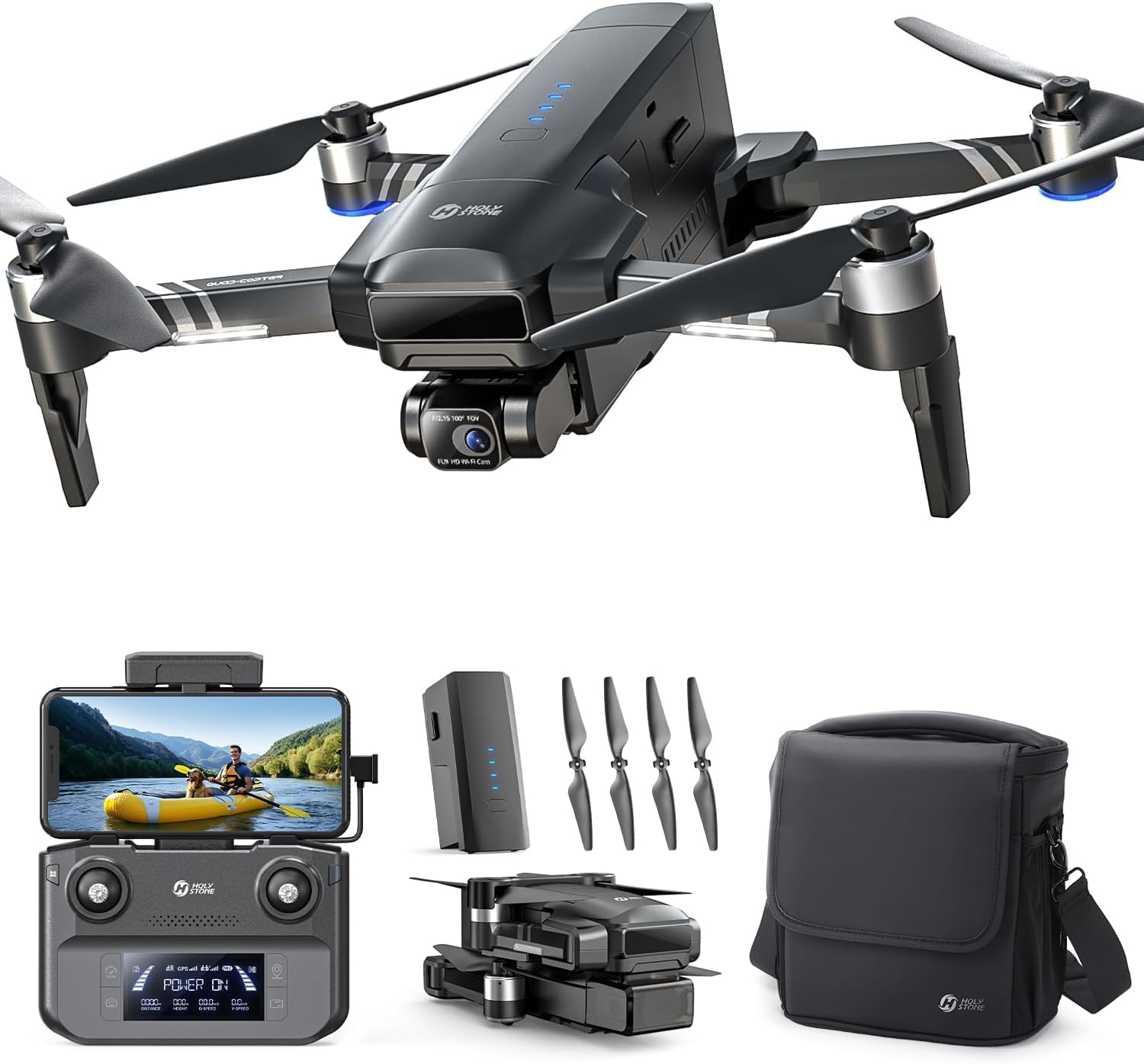 Holy Stone HS600 4K Drone with EIS Camera for Adults, 2-Axis Gimbal Quadcopter, Modular Intelligent Battery 28 Mins Flight Time, 10000 FT Range Transmission, GPS Drone with Brushless Motors, 4K/30FPS