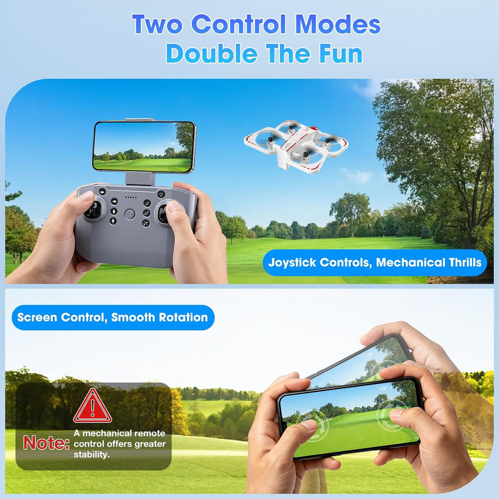 LED RC Drone for Kids Toys, Mini Drone with Dual Camera,3 Batteries,Speed Selection,Easy to Fly, One Key Start, Altitude Hold, 360° Flips, Circle Fly, Headless Mode, Indoor and Outdoor Flying Toy (blue-white)