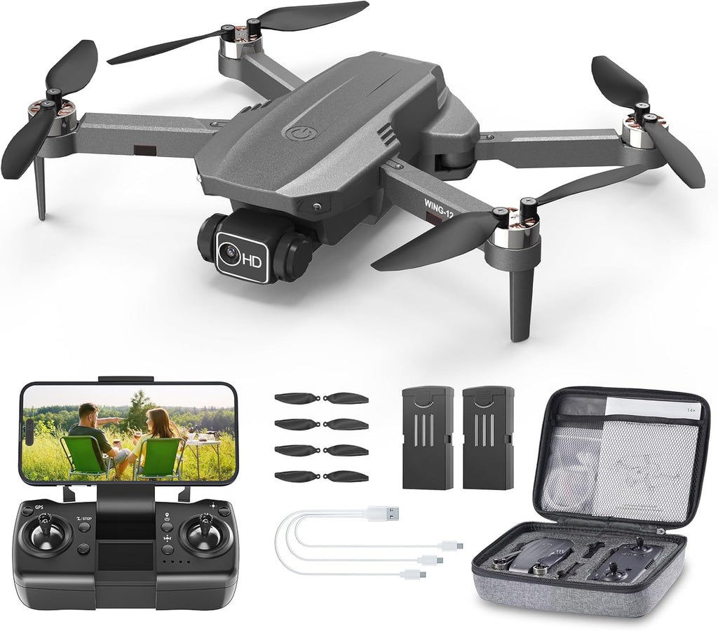 Wipkviey Drone with 4K Camera for Kids/Adults/Beginners | T28 Foldable RC Quadcopter Toys, Birthday Present for Boys Girls with 26-30 Mins Flight (w/2 Modular Batteries and Carrying Case)