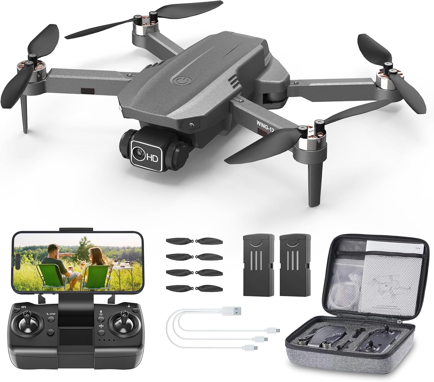 Wipkviey Drone with 4K Camera for Kids/Adults/Beginners | T28 Foldable RC Quadcopter Toys, Birthday Present for Boys Girls with 26-30 Mins Flight (w/2 Modular Batteries and Carrying Case)