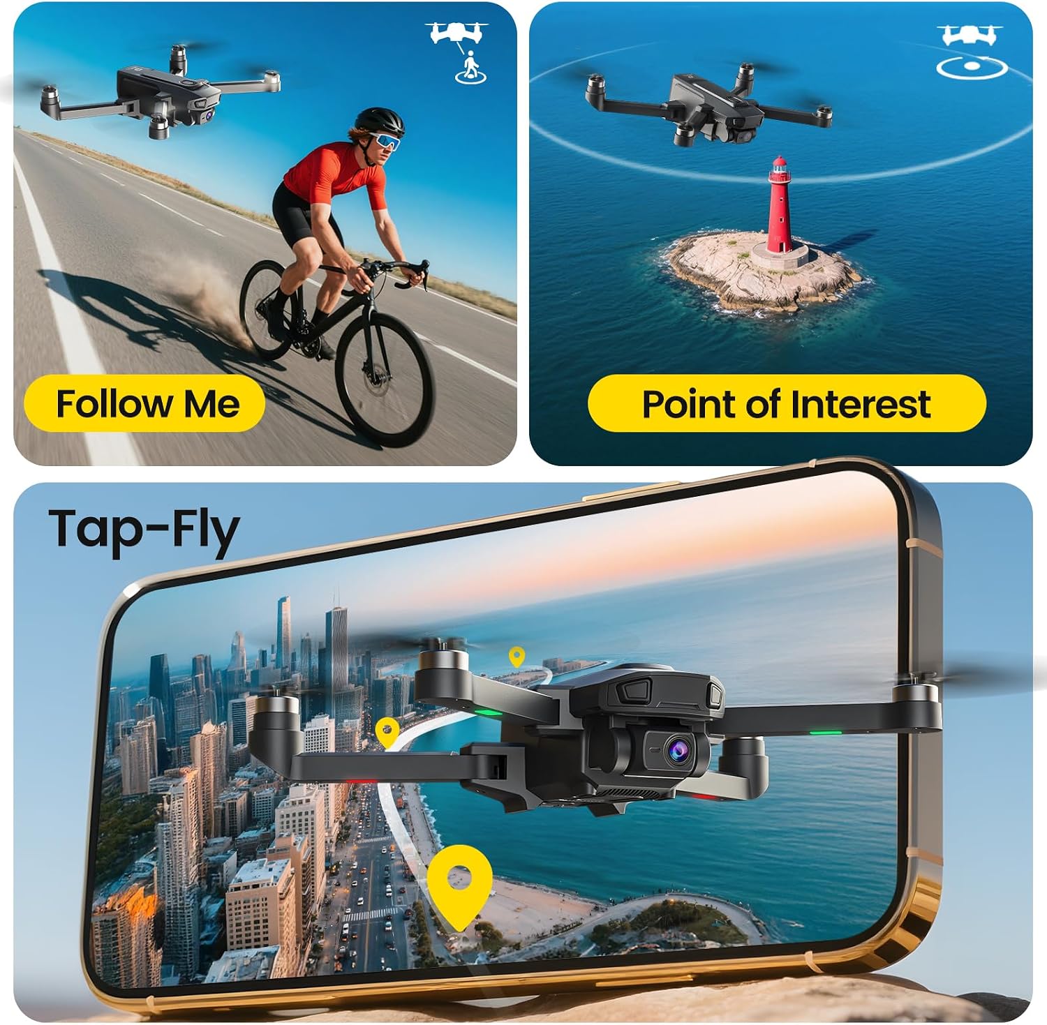 DEERC D35Pro Drone with Camera 4K Professional for Adults, RC Quadcopter with HD Screen on Controller, Brushless Motor, Follow Me, 5G Transmission, Auto Return, GPS Drone with SD Card, 40Mins Flight