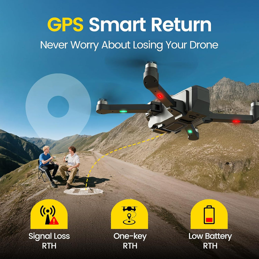 DEERC D35Pro Drone with Camera 4K Professional for Adults, RC Quadcopter with HD Screen on Controller, Brushless Motor, Follow Me, 5G Transmission, Auto Return, GPS Drone with SD Card, 40Mins Flight