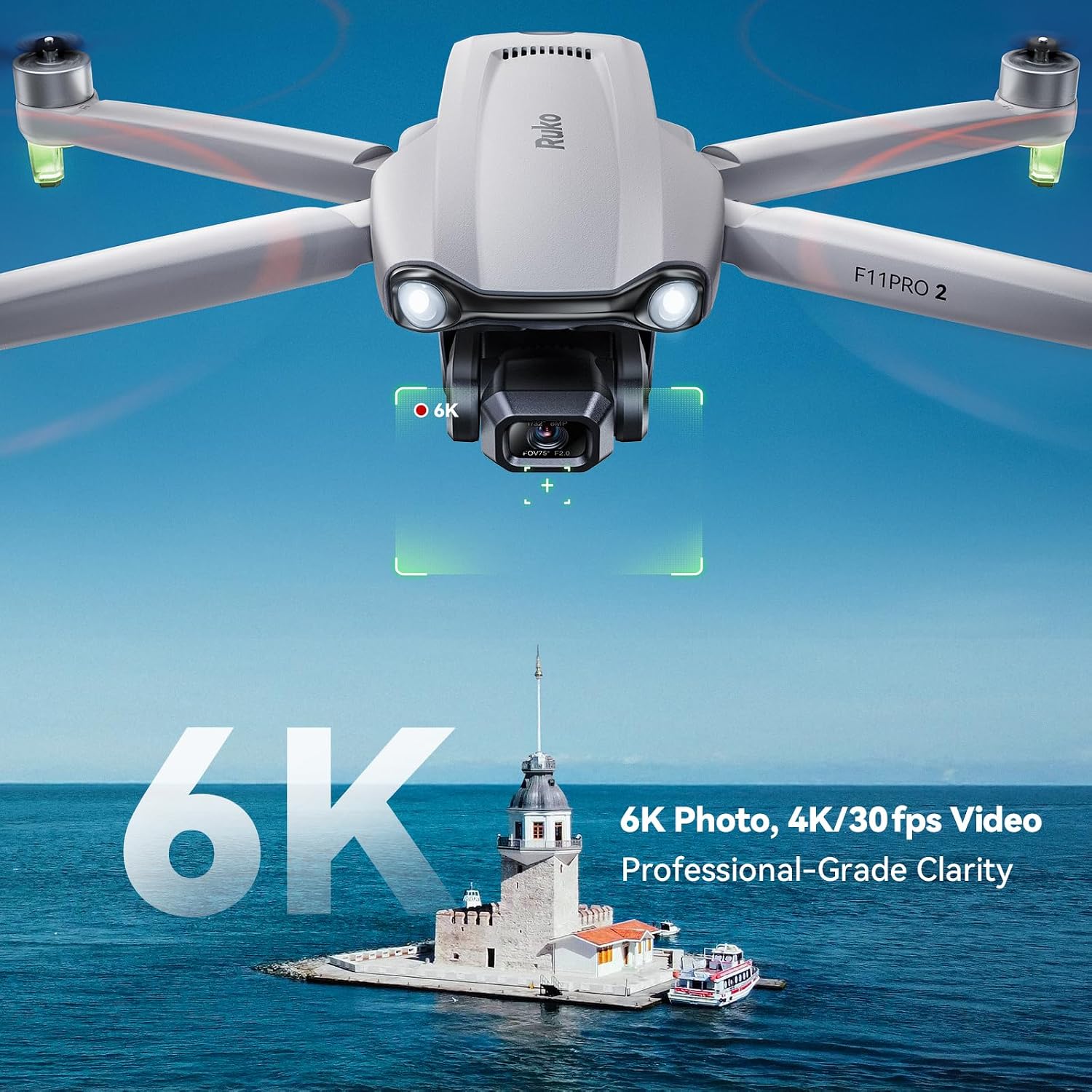 Ruko F11PRO 2 Drone with 6K Camera for Adults, 3-Axis Gimbal, 4K/30fps Video, 70-Min Flight Time with 2 Batteries, 10000ft FPV Transmission Professional Drone, Auto Return, Beginner Mode