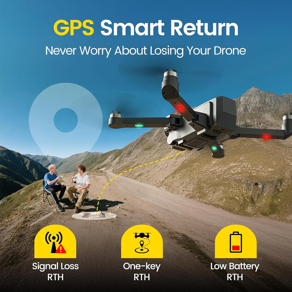 DEERC D35 GPS Drone with 4K Camera for Adults,Foldable RC Quadcopter with 40 Mins Long Flight Time, Follow Me, Auto Return, Brushless Motor, 5G FPV Transmission,Easy for Beginners