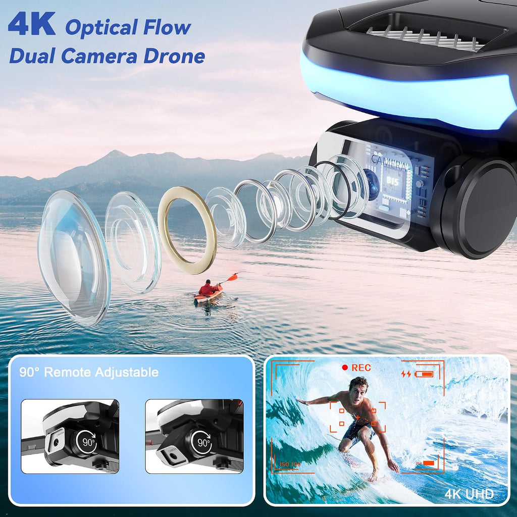 Drone with 4K Camera for Adults, Foldable Professional RC Quadcopter for Kids/Beginners with Brushless Motor, Toy for Boys Girls