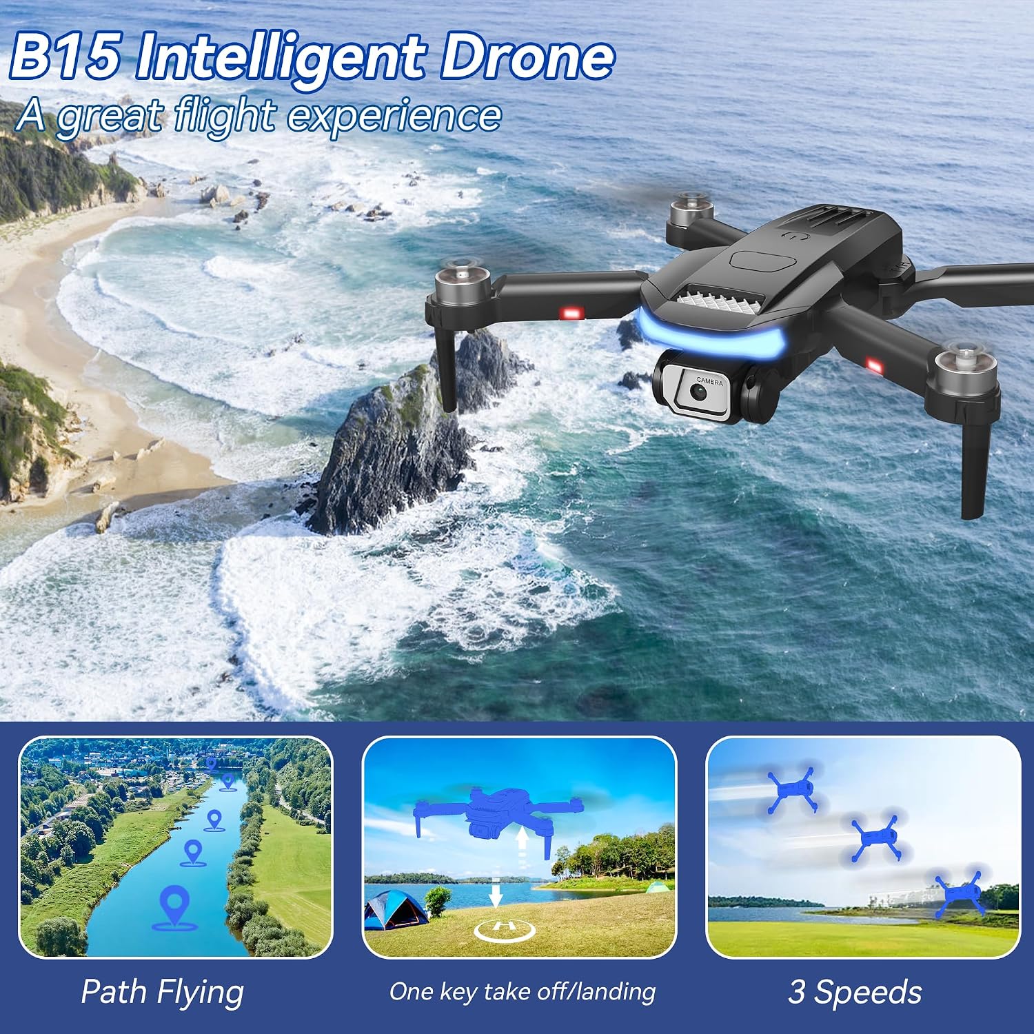 Drone with 4K Camera for Adults, Foldable Professional RC Quadcopter for Kids/Beginners with Brushless Motor, Toy for Boys Girls