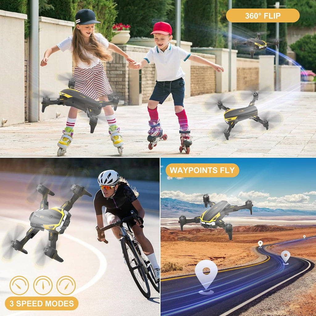 Drone with 4K HD Camera for Beginners and Kids, Foldable RC Quadcopter Drone with Gesture Selfie, Altitude Hold, One Touch Start, 360° Flip, 2 Batteries