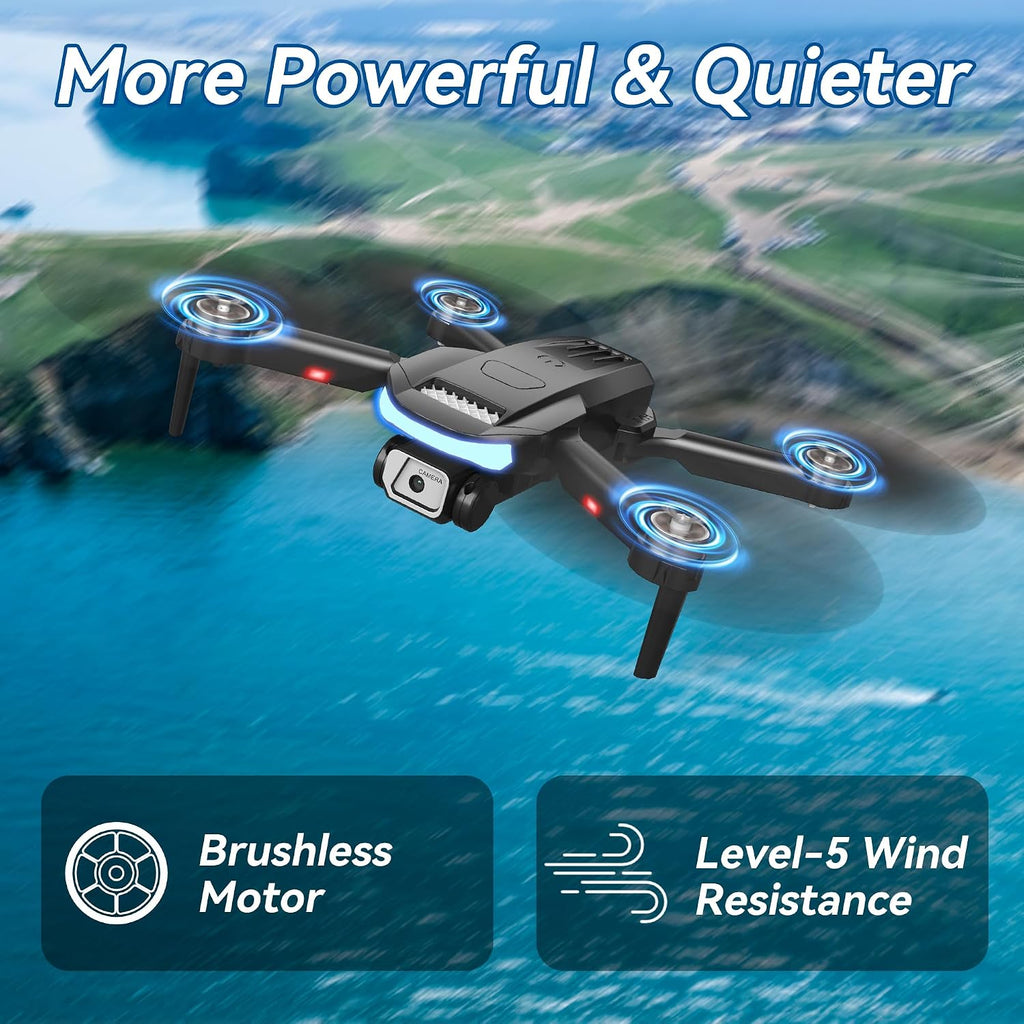 Drone with 4K Camera for Adults, Foldable Professional RC Quadcopter for Kids/Beginners with Brushless Motor, Toy for Boys Girls
