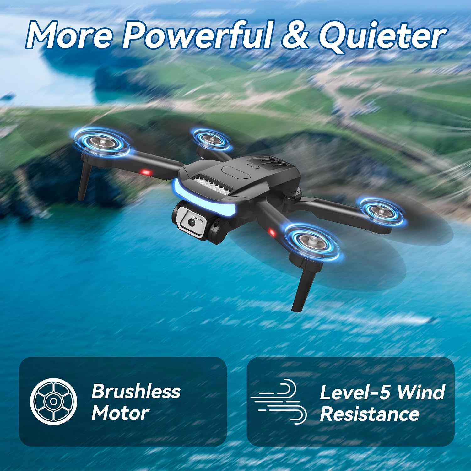 Drone with 4K Camera for Adults, Foldable Professional RC Quadcopter for Kids/Beginners with Brushless Motor, Toy for Boys Girls