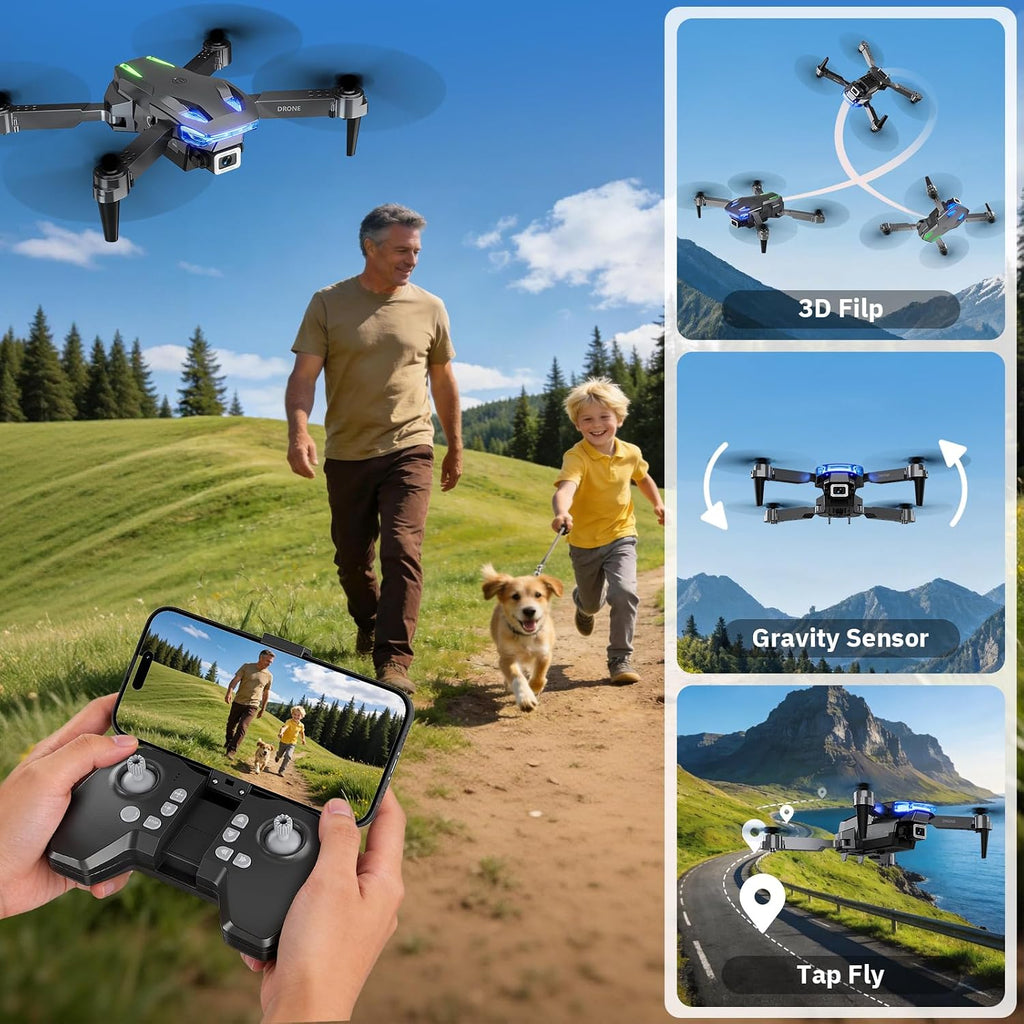Wipkviey Drone with 4K Camera for Kids/Adults/Beginners | T28 Foldable RC Quadcopter Toys, Birthday Present for Boys Girls with 26-30 Mins Flight (w/2 Modular Batteries and Carrying Case)