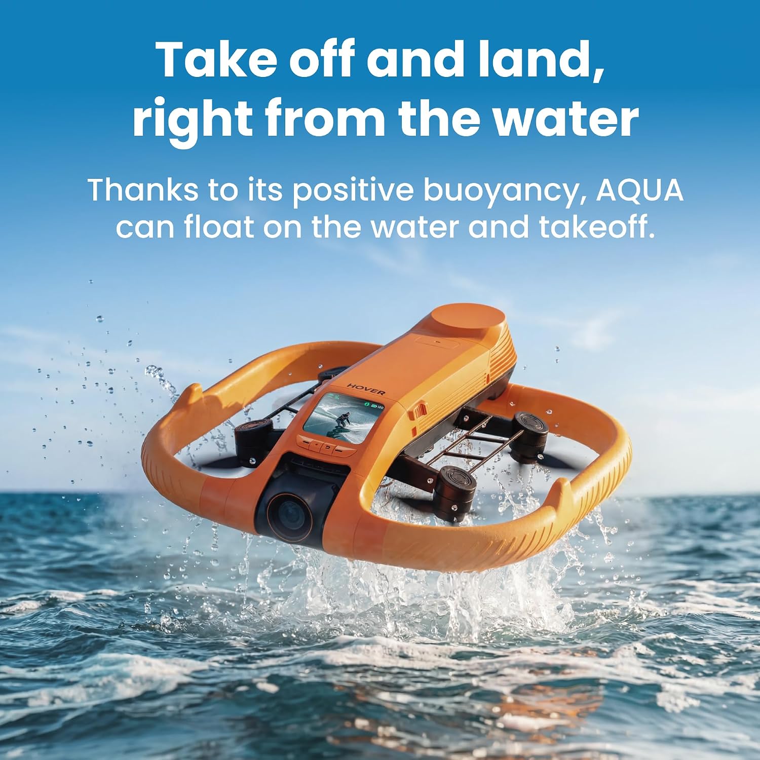 HOVERAir AQUA Flying Camera, IP67 Waterproof Follow Me Drone with Camera for Water Sports with 34mph, 10+ Flight Modes, 4K 100 fps Slow Motion, HDR Video, SmoothCapture 3.0 (Standard Combo)