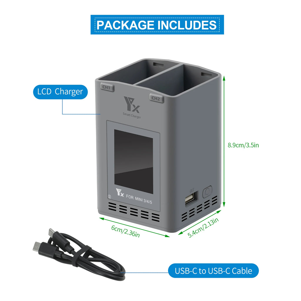 100W Intelligent Battery Charger for DJI Mini 5 Pro/Mini 4 Pro/Mini 3/3 Pro Drone Battery Charger Accessory for Mini 3/4/5
