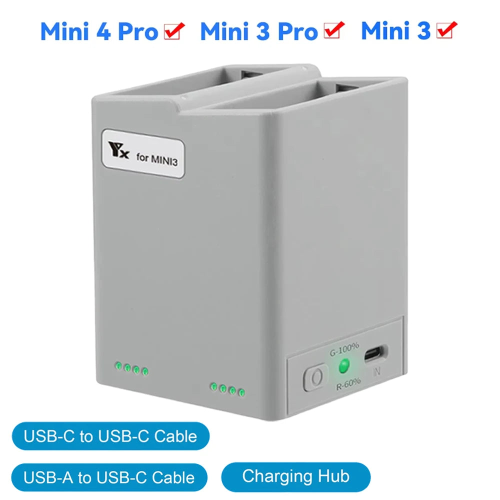 For DJI Mini 3Pro/4Pro Battery Two Way Charging Hub Drone Battery Charger for Mini 3/3Pro/4Pro Series Drone Accessories
