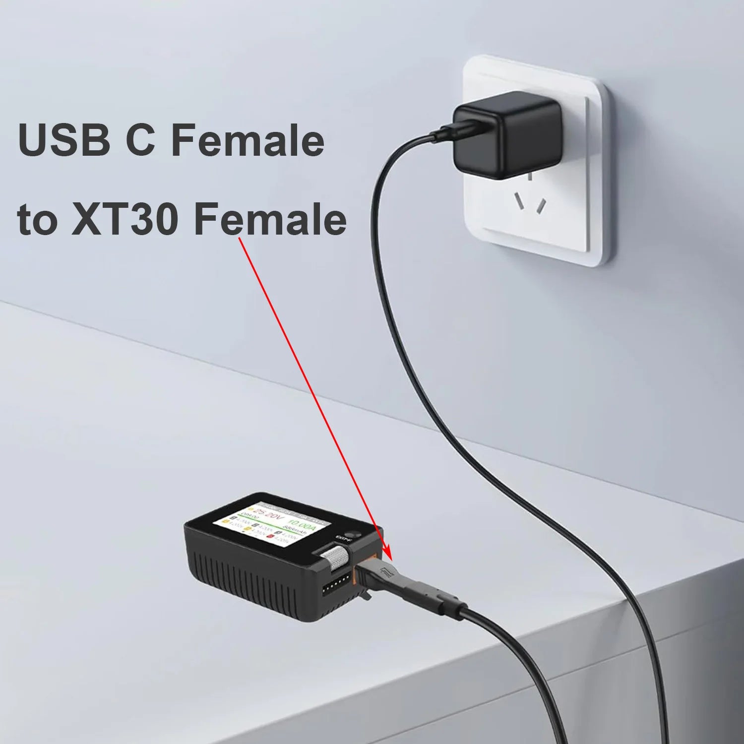 1pc USB Type C Female Input to XT30 Female Output Power Charging Adapter RC Lipo Battery Drone Aircraft Model Remote Control Toy
